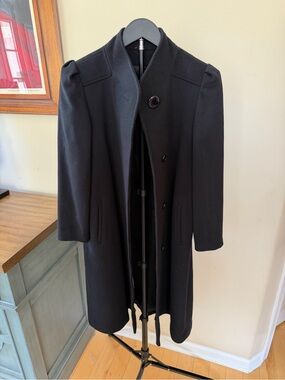 Vintage Worumbo Wool Coat Black Long USA ILGWU Stevens Fabric